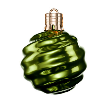 Elegant metallic and green ornament, 3d element set on transparent background, special for christmas holiday