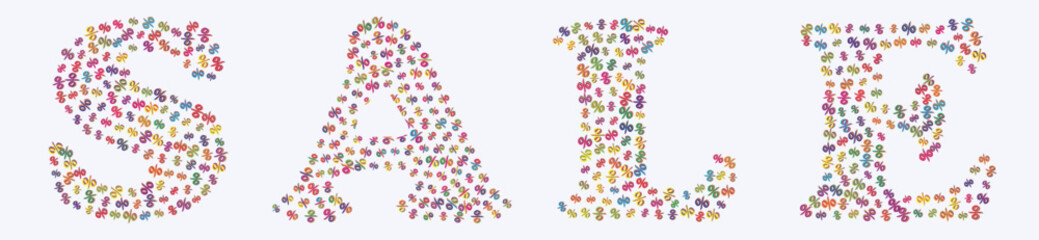 Modern SALE Typography Made of % Symbols – Promotional Vector for E-commerce and Retail Events 