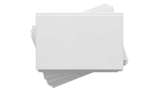 Stack of blank white paper sheets isolated on transparent background