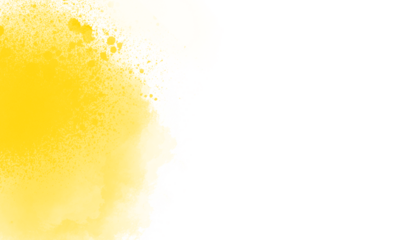 Abstract yellow watercolor splash with subtle bubbles on white background