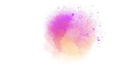 Abstract watercolor splash with pink and yellow hues on white background