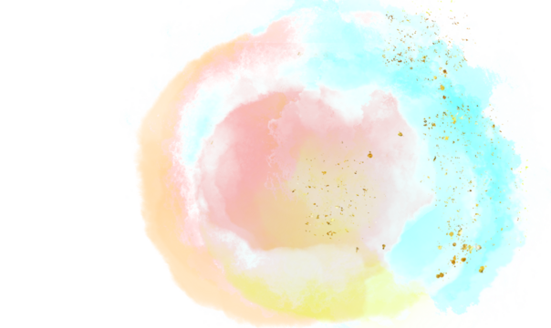 Abstract watercolor splash with soft pastel colors and a white background