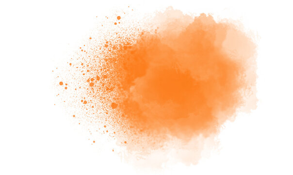 Vibrant orange watercolor splash with subtle speckles