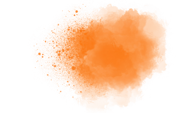 Vibrant orange watercolor splash with subtle speckles
