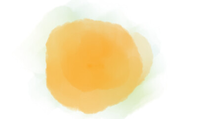 A soft, abstract watercolor effect featuring blended shades of warm orange and yellow on a white...