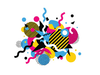 Obraz premium Abstract Pop Art Explosion of Geometric Shapes and Vibrant Colors