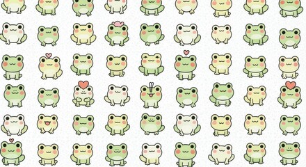 Obraz premium Adorable Collection of Cartoon Frogs with Various Expressions and Accessories