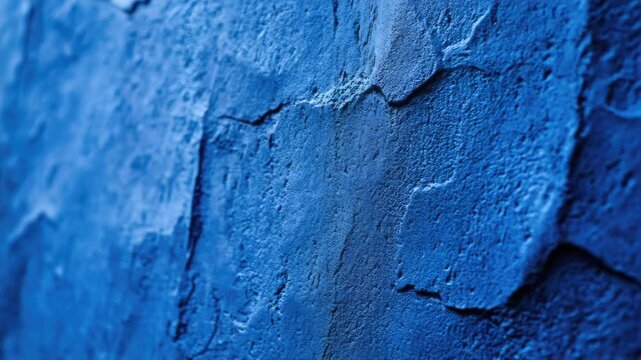 Video A close-up shot of a bright blue painted wall with a textured finish