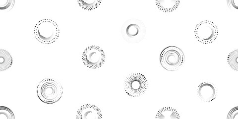  Vector circular halftone dots seamless pattern- Endless pattern for wallpapers, wrapping and packaging. Repeatable pattern with various creative vortex, concentric, rotated , circle design elements