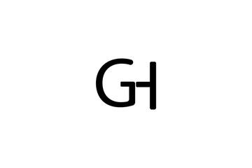 Bold GH logo design with sleek initials, abstract symmetry, and modern minimalist branding composition