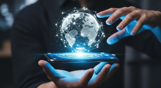 Touching Holographic Earth Projection from Smartphone