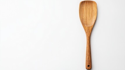 Wooden spatula neatly placed on a white background