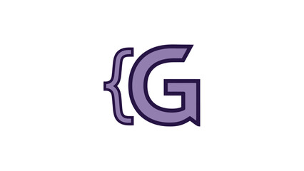 Purple Bracket and Capital Letter G Logo with White Background - Creative Branding and Identity