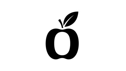 Monogram icon of an apple fruit combined with the letter O. A clean and minimalist vector graphic symbol for organic food, health, or education