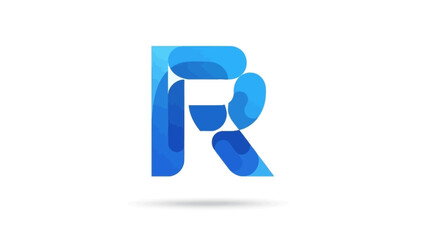 Abstract Blue Letter R Logo Design for Branding and Identity - Modern Font Style Illustration