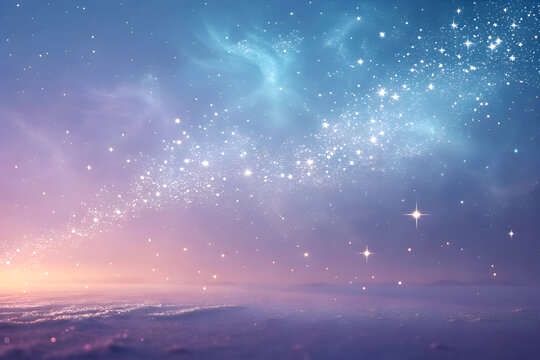 Dreamy Pastel Night Sky with Stars and Clouds Background