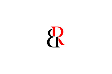 BR logo design with intertwined letters in black and red, modern abstract branding for versatile use