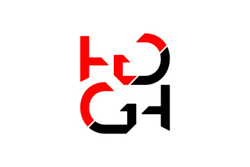 HG logo design with stylized modern lettering, black and red color scheme for versatile branding use