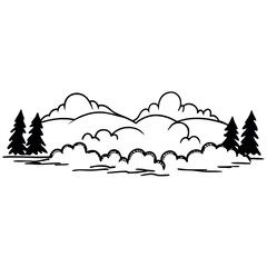 landscape with trees and mountains