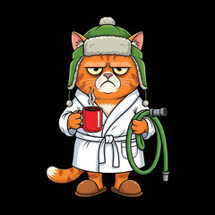 Grumpy Cat with Coffee Mug Vector