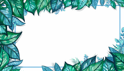 Vibrant watercolor tropical leaves forming an elegant botanical frame, perfect for nature-inspired designs, invitations, or serene backgrounds