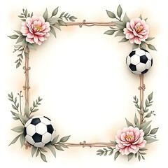 Floral Soccer Frame Illustration