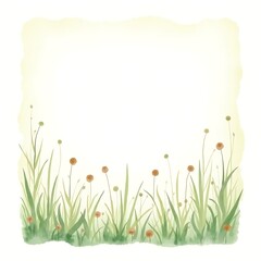 Grass Watercolor Frame Background