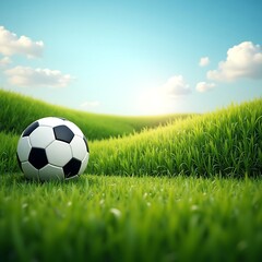 Realistic Soccer Ball on Grass Field