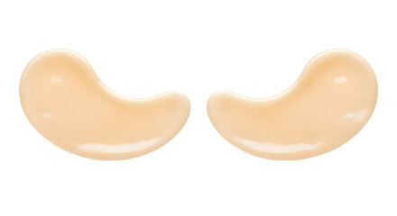 Pair of beige silicone bra inserts for cleavage enhancement and support isolated on transparent background