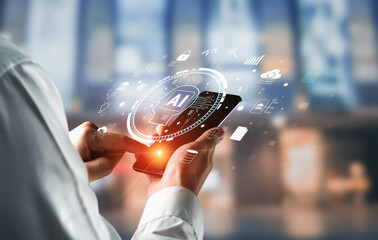 The role of AI in FinTech and modern business. A concept of using artificial intelligence for...