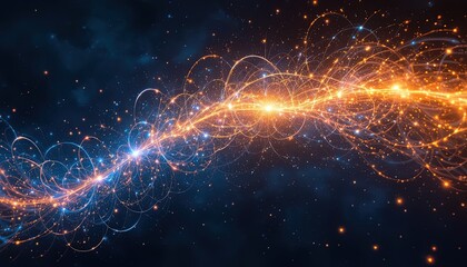 Dynamic network connections with vibrant energy trails for innovative technology solutions and modern communication designs that captivate audiences