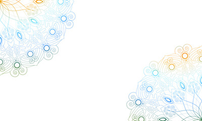 Mandalas in two opposite corners on a transparent background