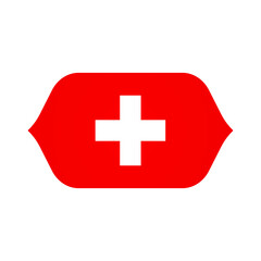 Stylized Curved SWITZERLAND Flag Icon � Modern SWITZERLAND Emblem, Clean Shape, High-Quality PNG