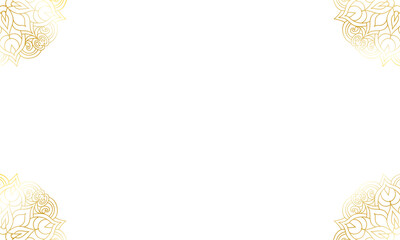 Gold luxury mandalas in the corners on a transparent background