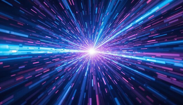 Journey through a vibrant cosmic tunnel with stunning neon lights and glowing energy for futuristic designs and dynamic presentations now - Powered by Adobe