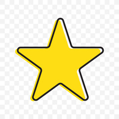 Star Icon Flat Vector. Isolated rounded star icons show a solid black shape and a double outline On Transparent Background. EPS 10.