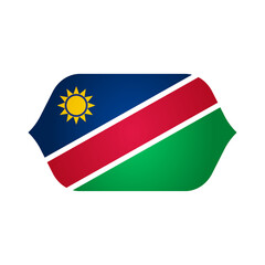 Fototapeta premium Stylized Curved NAMIBIA Flag Icon , Modern NAMIBIA Emblem, Clean Shape, High-Quality PNG