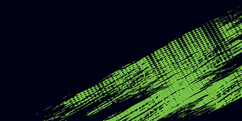 Abstract green and black grunge vector background. Dynamic design with distressed diagonal lines, halftone dots, and splatter textures, creating an energetic and edgy modern effect.Art