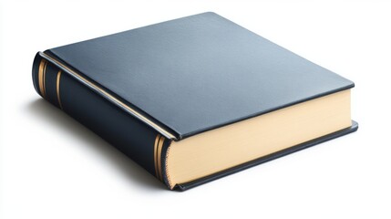Closed Hardcover Textbook Isolated on White Background