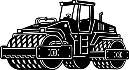 Naklejka premium Road Roller Heavy Construction Vehicle Icon Illustration