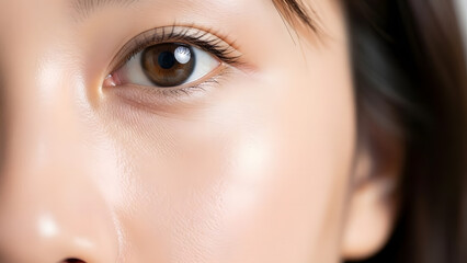 Fototapeta premium Close-up of a human eye with beautiful healthy skin