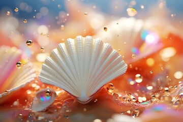 sparkling shells and pearls 3d rendering