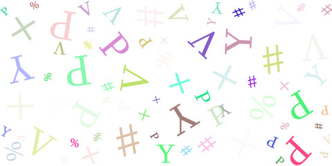 Light Multicolor vector seamless layout with latin alphabet. Abstract illustration with colored latin alphabet. Texture for window blinds, curtains.