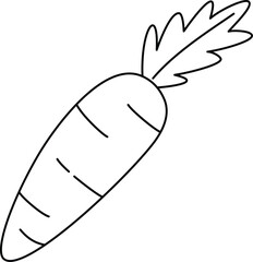 Cute Cartoon Carrot Outline Kids Coloring Page Doodle Black White Vegetable Icon Healthy Food 