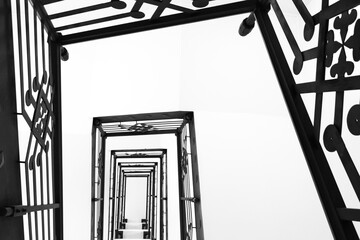 Geometric architecture staircase low-view perspective