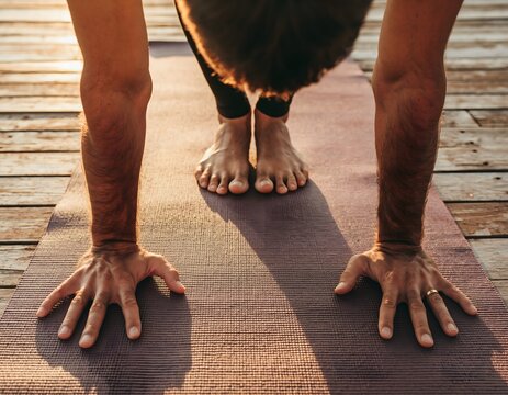 Athletic plank exercise performed with perfect form high resolution photo
