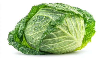 Obraz premium Isolated image of a fresh green cabbage on a white background view