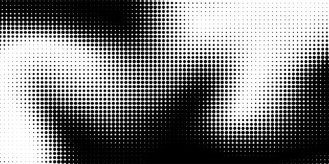Abstract grunge grid polka dot halftone background pattern. Spotted black and white line illustration