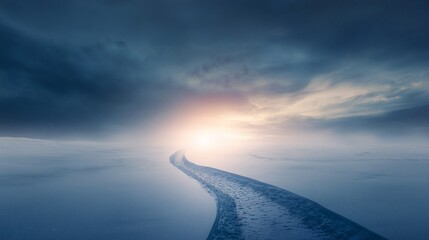Sunset Over Ocean with Waves