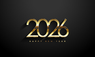 2026 Happy New Year, Gold